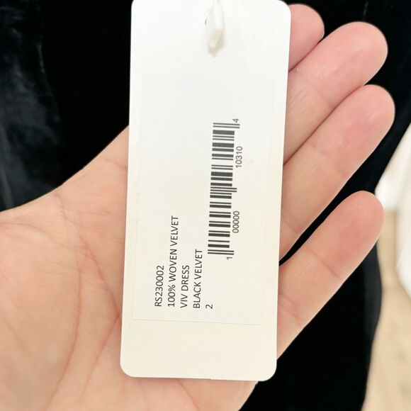 HVN Viv Pleated Chiffon and Velvet Maxi Dress 2 Black NWT - Picture 9 of 10